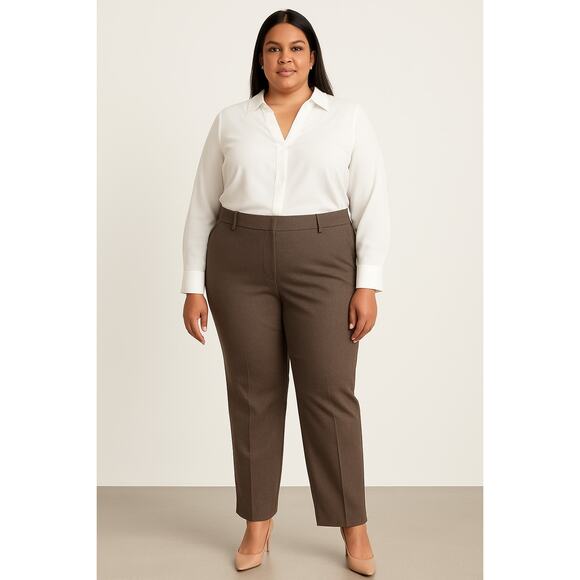 Lafayette 148 New York Irving Pants Size 16 Brown Virgin Wool Blend - Picture 1 of 12